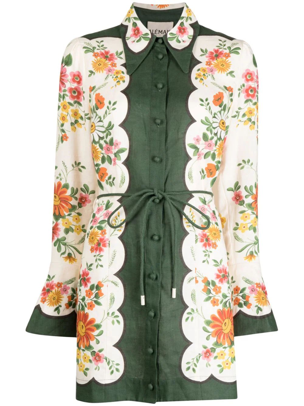 Elisabetta floral-print linen minidress | Farfetch Global