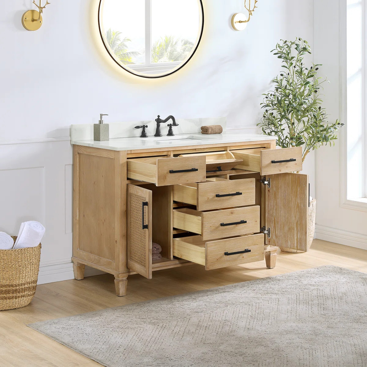 Armanno 48" Free Standing Single Bathroom Vanity with Quartz Top | Wayfair North America