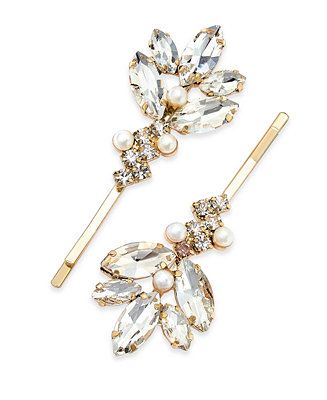 INC Gold-Tone 2-Pc. Imitation Pearl & Crystal Leaf Hair Pin Set, Created For Macy's | Macys (US)