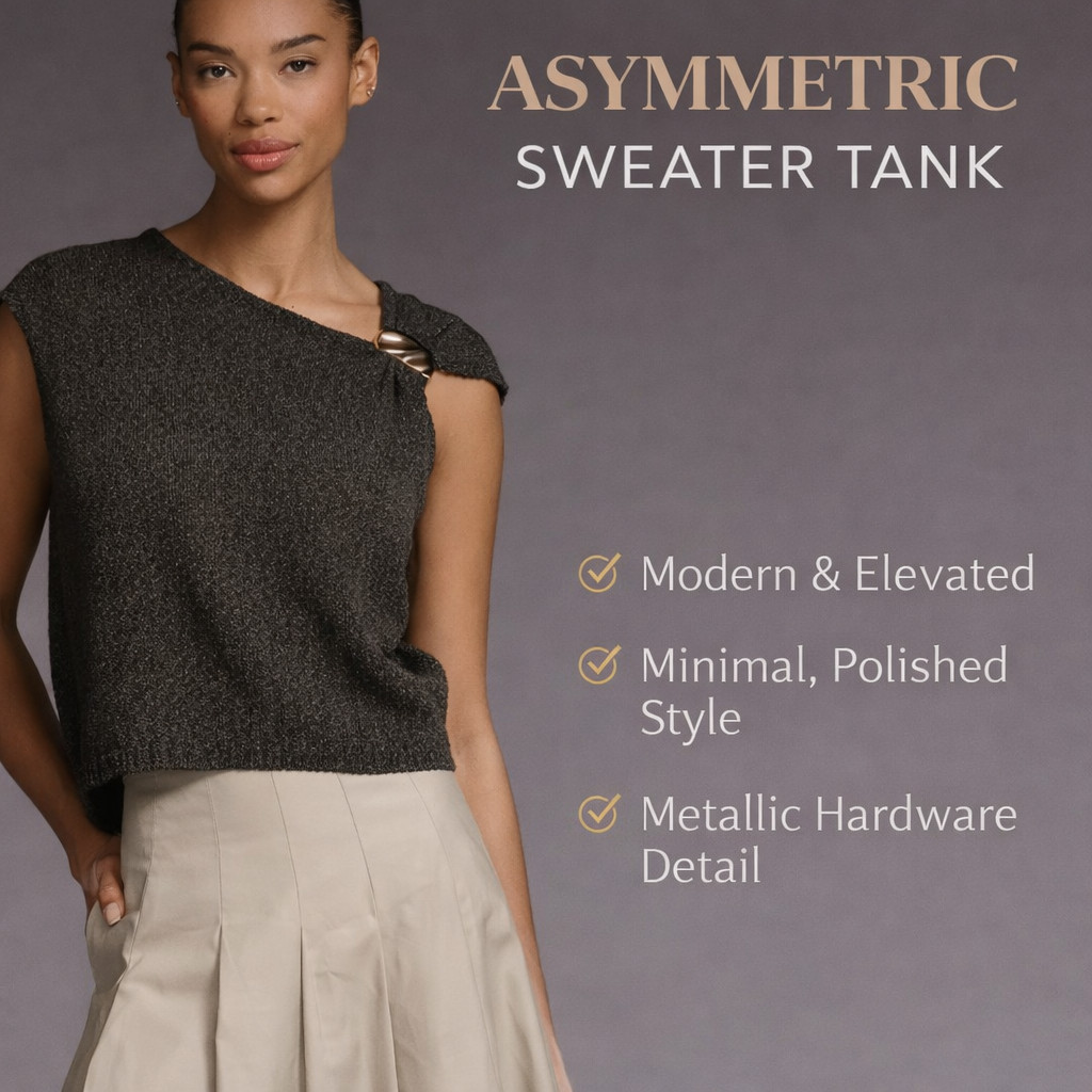 The Anthropologie Asymmetric Hardware Sweater Tank is a modern elevated basic with a sculptural one-shoulder silhouette and metallic hardware detail. This chic knit tank pairs perfectly with skirts, trousers, or denim for effortless polished style. A standout top for minimal, sophisticated outfits.

#AnthropologieStyle #AsymmetricTop #ElevatedBasics #QuietLuxuryStyle #ChicOutfit #SweaterTank #ModernStyle #MinimalFashion #EffortlessChic #WomenStyle 

 #LTKSpringSale #LTKSeasonal