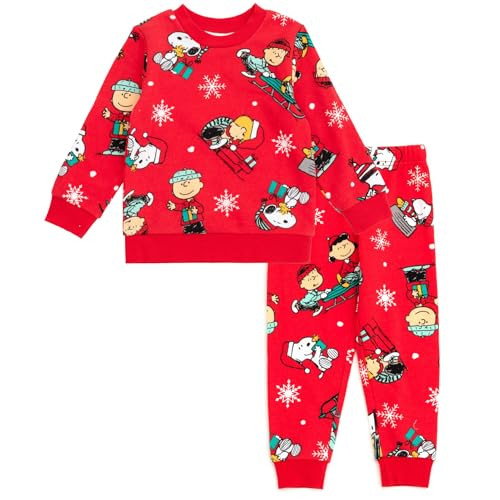 PEANUTS Christmas Fleece Sweatshirt and Jogger Pants Outfit Set Newborn to Toddler Sizes (Newborn... | Amazon (US)