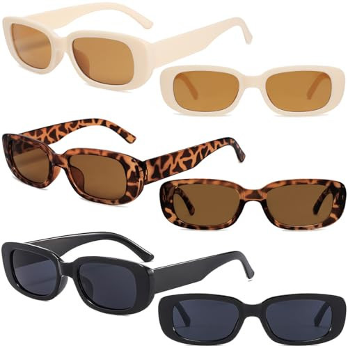 ayigu Rectangle Sunglasses 3 Pack Trendy Y2K Sunglasses 90s Retro Square Sunglasses for Women Mens Vintage Sun Glasses | Amazon (US)