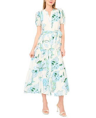 Women's V-Neck Belted Midi Dress | Macy's