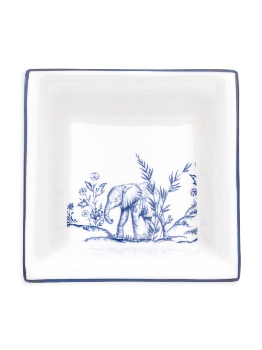 Halcyon Days Serengeti By Nina Campbell Elephant Square Tray | Saks Fifth Avenue