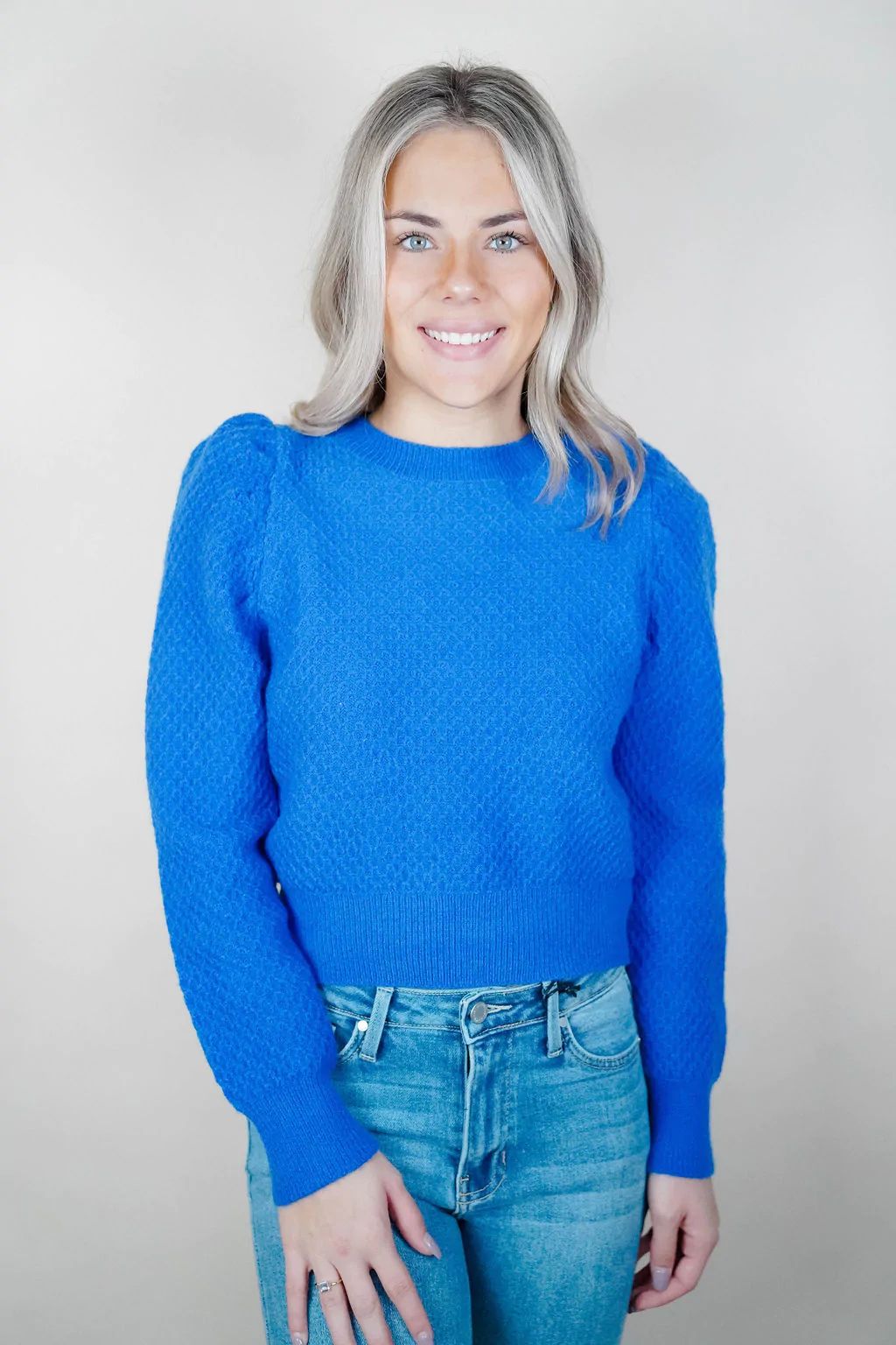 Just a Crush Textured Sweater - Royal Blue | Dress & Dwell