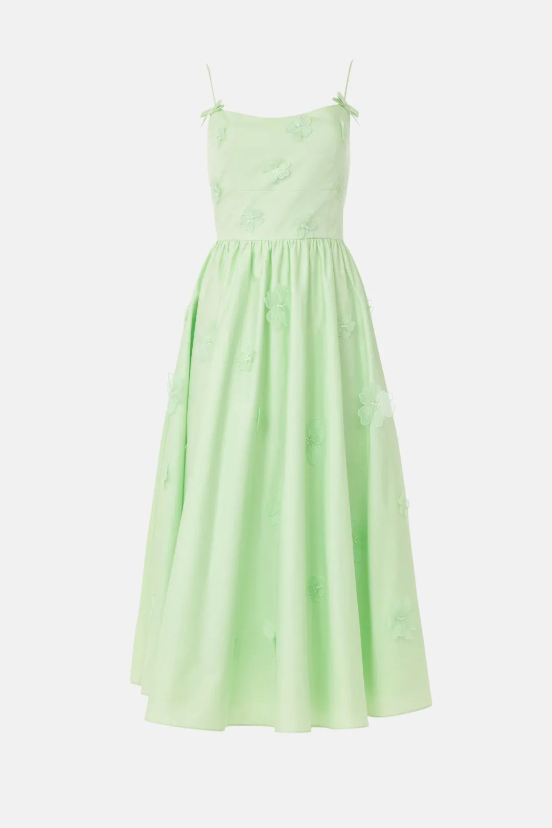 Green Cotton Flower Midi Dress | Rent the Runway
