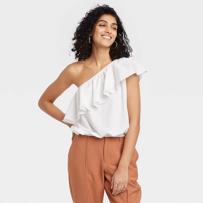Women's One Shoulder Ruffle Top - A New Day™ | Target