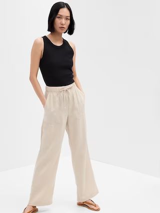 Wide-Leg Linen Pants with Washwell | Gap Factory