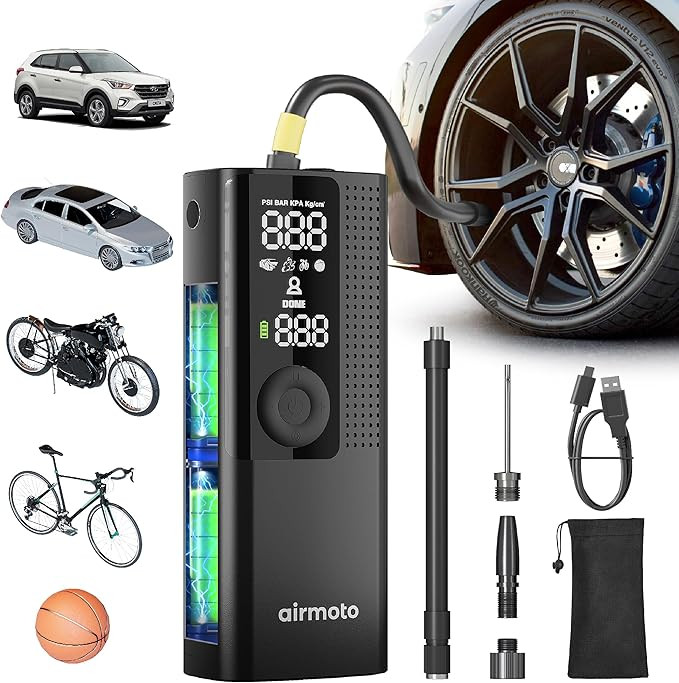 Airmoto Tire Inflator Portable Air Compressor - Air Pump For Car Tires with Digital Pressure Gaug... | Amazon (US)