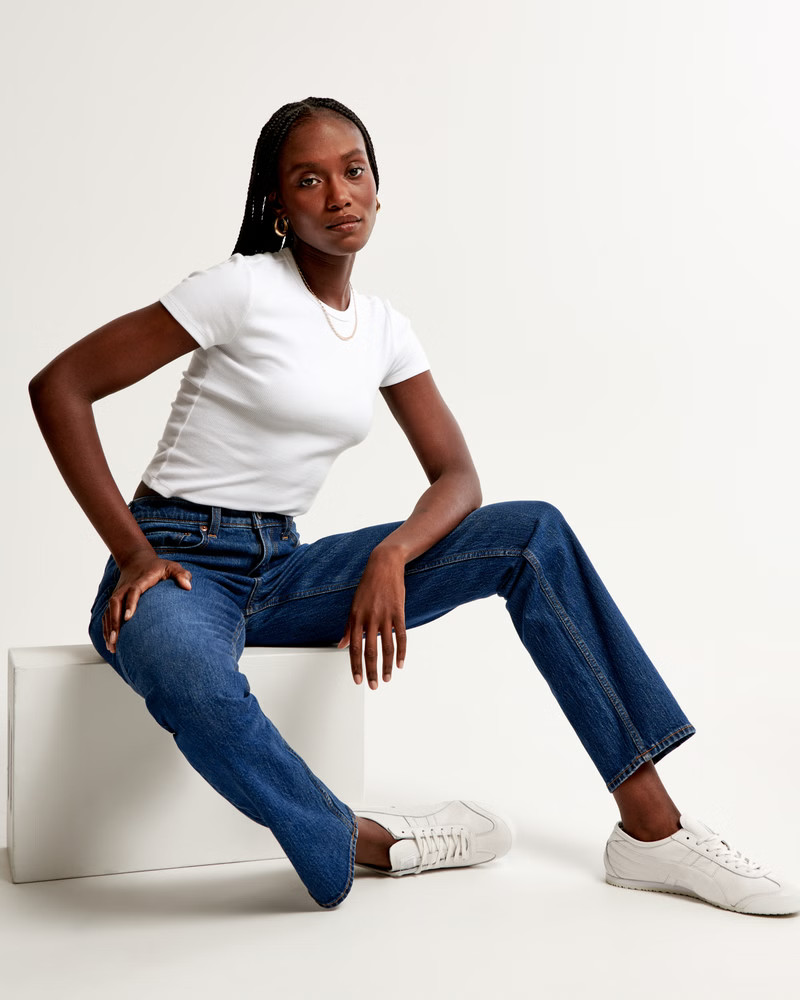 Women's Mid Rise 90s Straight Jean | Women's Bottoms | Abercrombie.com | Abercrombie & Fitch (US)