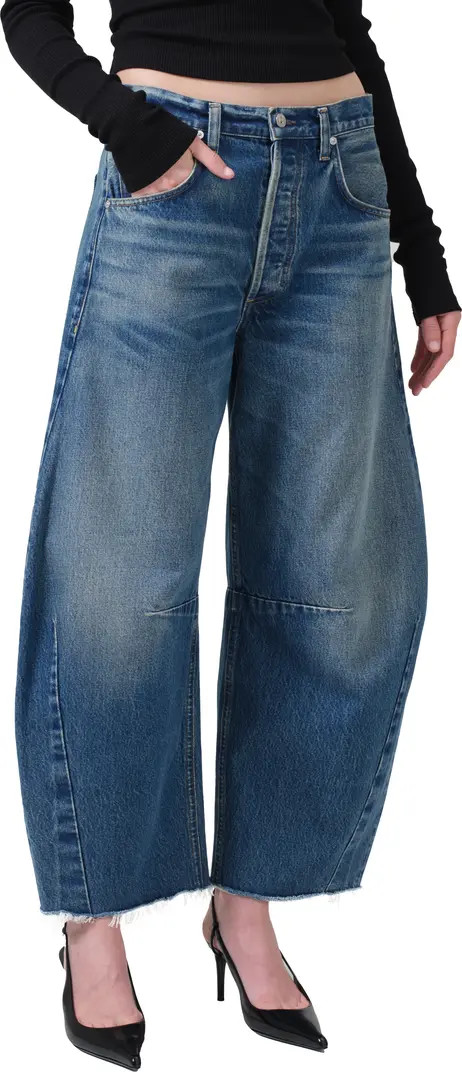 Citizens of Humanity Horseshoe Superhigh Waist Raw Hem Crop Barrel Jeans | Nordstrom | Nordstrom