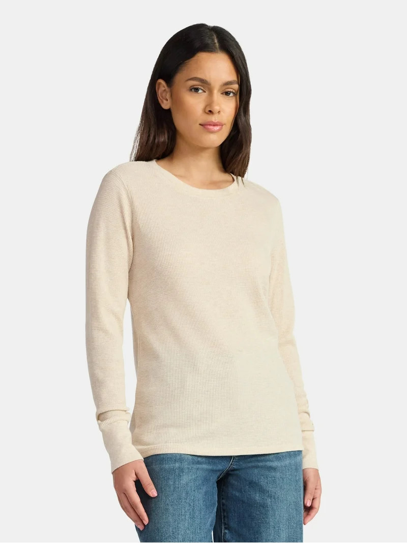 Time and Tru Women's Thermal Tee with Long Sleeves, Size XS-XXXL - Walmart.com | Walmart (US)