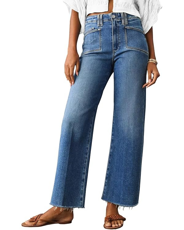 Cicy Bell High Waisted Cropped Jeans Baggy Straight Leg Capri Denim Pants | Amazon (US)