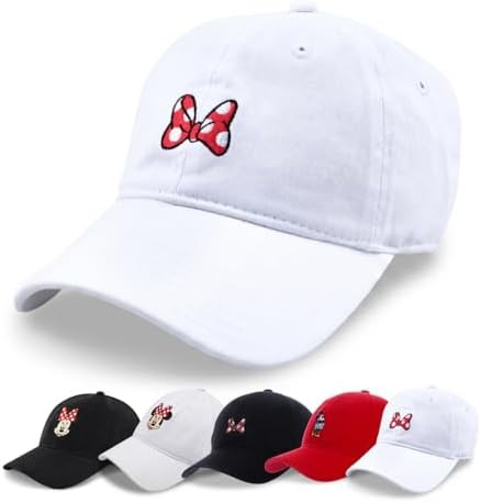 Disney Minnie Mouse Dad Hat, Cotton Adjustable Baseball Cap with Curved Brim | Amazon (US)