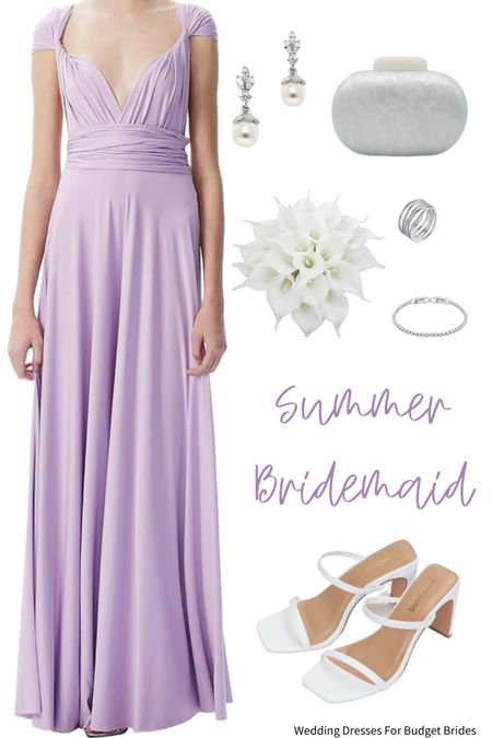 Love this versatile, convertible long bridesmaid dress. Style with silver and white accessories for a summer wedding. Other dress colors available, bump and plus size friendly. 

#longweddingguestdresses #lavenderbridesmaiddresses #amazondresses #pregnantbridesmaiddresses #destinationwedding 

#LTKPlusSize #LTKWedding #LTKBump