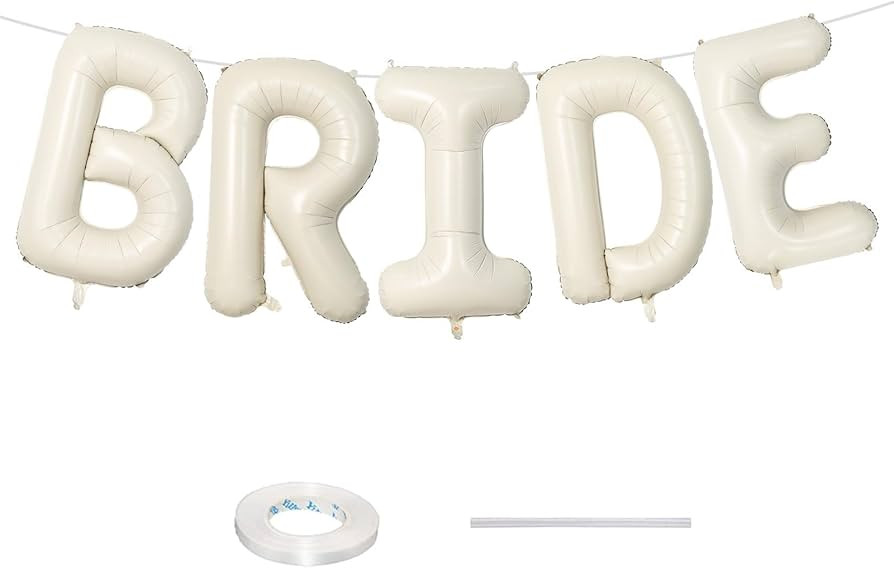 40 Inch Beige BRIDE Balloons Bachelorette for Bridal Shower, Large Cream White Sand Bride Mylar F... | Amazon (US)