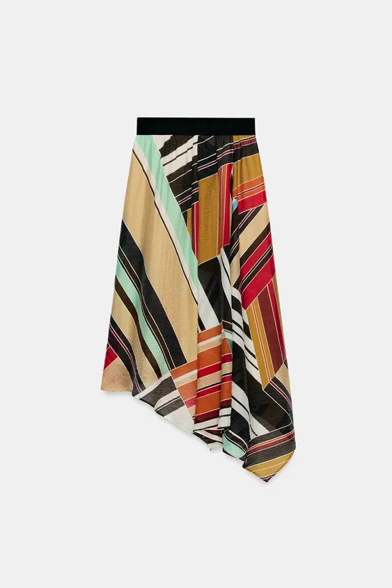 ASYMMETRIC PRINTED MIDI SKIRT | Zara US