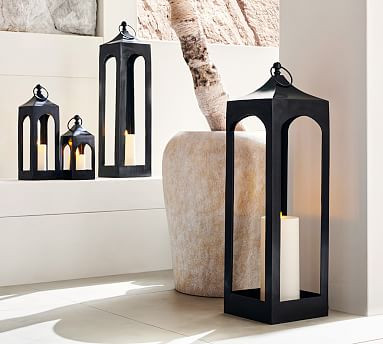 Caleb Handcrafted Metal Indoor/Outdoor Lantern - Black | Pottery Barn (US)