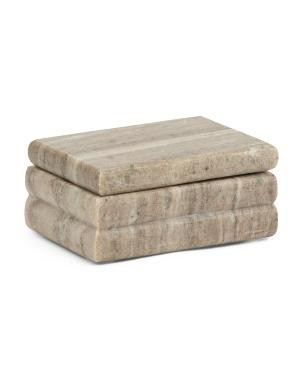 7x5 Solid Marble Ribbed Layered Box With Lid | TJ Maxx