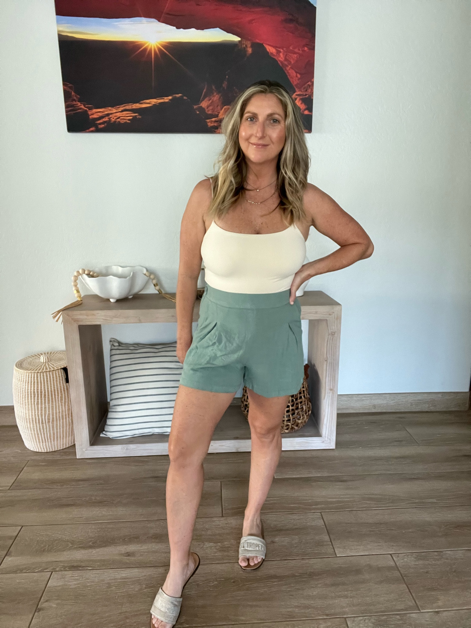 Hot Mom Summer Outfit 

Wearing size small in body suit. Great support no bra needed 
Stretchy shorts size medium 


#LTKHotMomSummer #LTKHMS

#LTKstyletip #LTKunder100 #LTKSeasonal