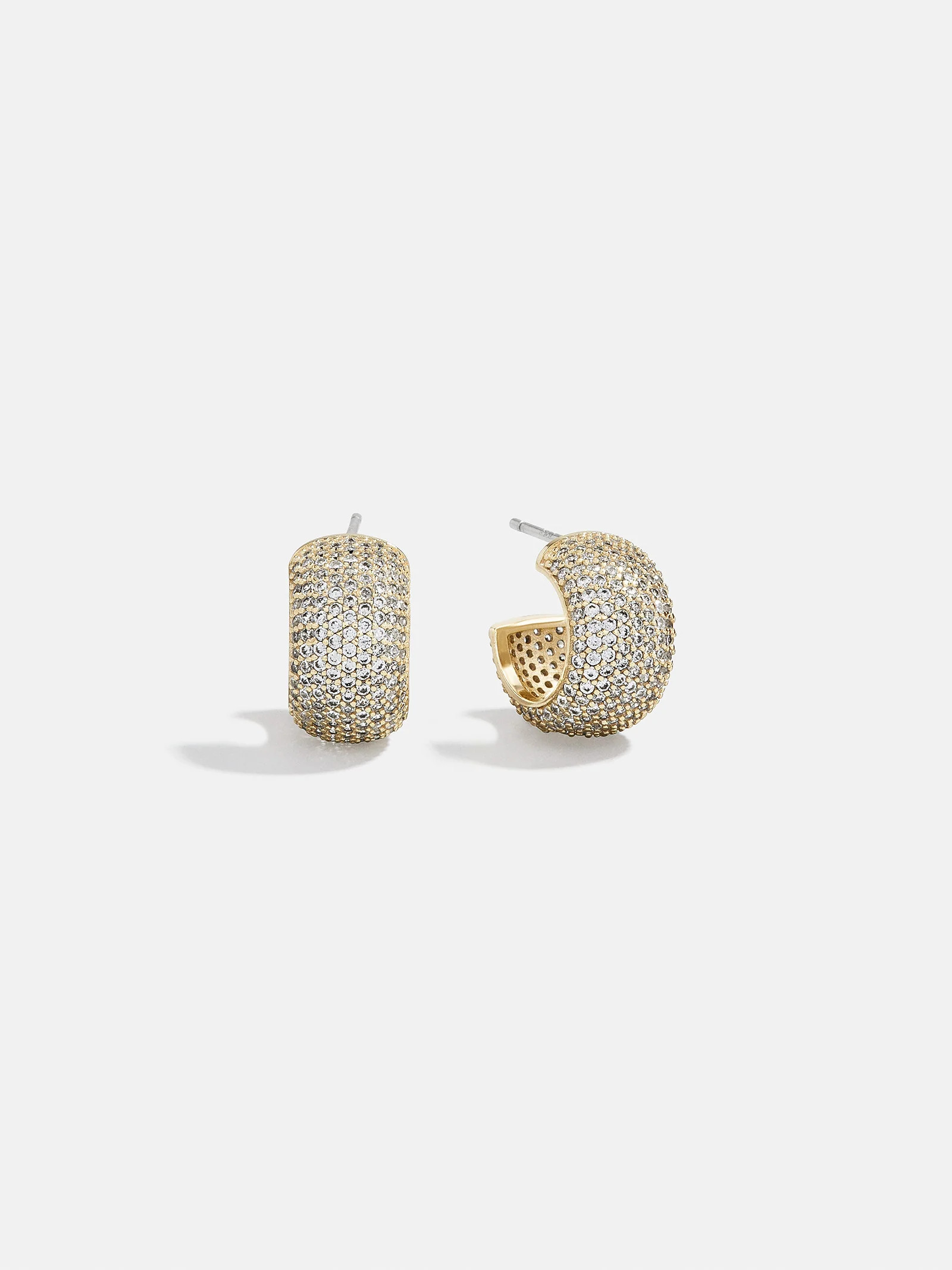 Claire 14K Pavé Huggie Earrings - Gold/Pavé | BaubleBar