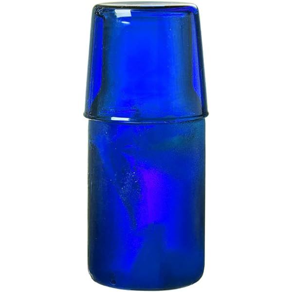 Bedside Water Carafe Set Glass Mouthwash Bottle Decorative for Bathroom, 19oz/550ml(Blue) | Amazon (US)