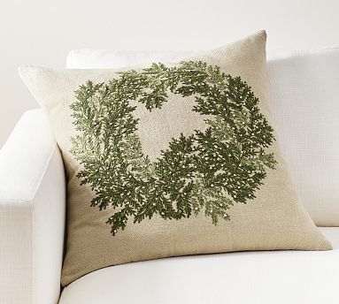 Wreath Embellished Pillow Cover | Pottery Barn (US)