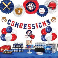 Baseball Birthday Party Decorations Concessions Banner Cake Topper Balloons Pom Poms For Decor | Etsy (US)