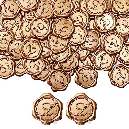Yoption Initial Alphabet L Wax Seal Stickers, 100 Pack Antique Gold Self Adhesive Letter Envelope Seal Stickers for Wedding Party Birthday Christmas (L) | Amazon (US)