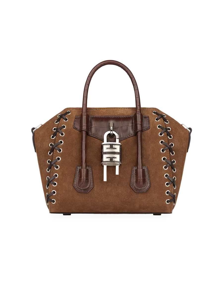 Mini Antigona Lock Bag In Corset Style Suede | Saks Fifth Avenue