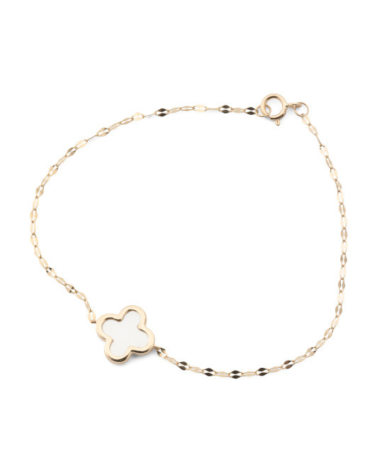 14kt Gold Mother Of Pearl Clover Bracelet | TJ Maxx