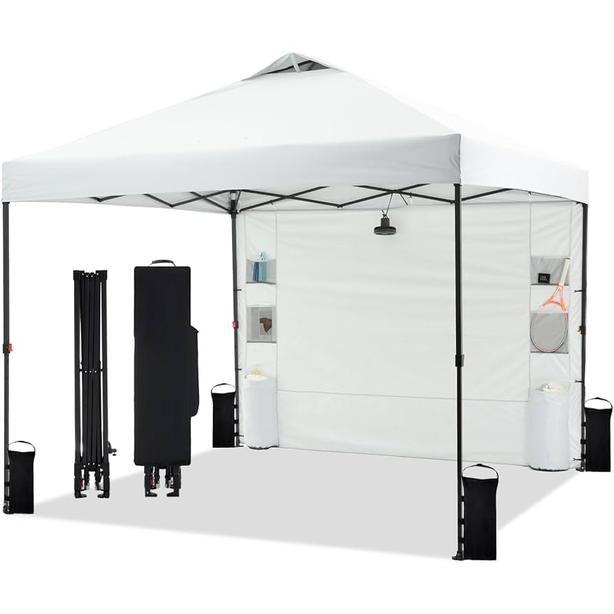 10'x10' Pop Up Canopy Tent with 1 Sidewall and 6 Pockets, One Push Setup, Instant Shade Tent with... | Amazon (US)