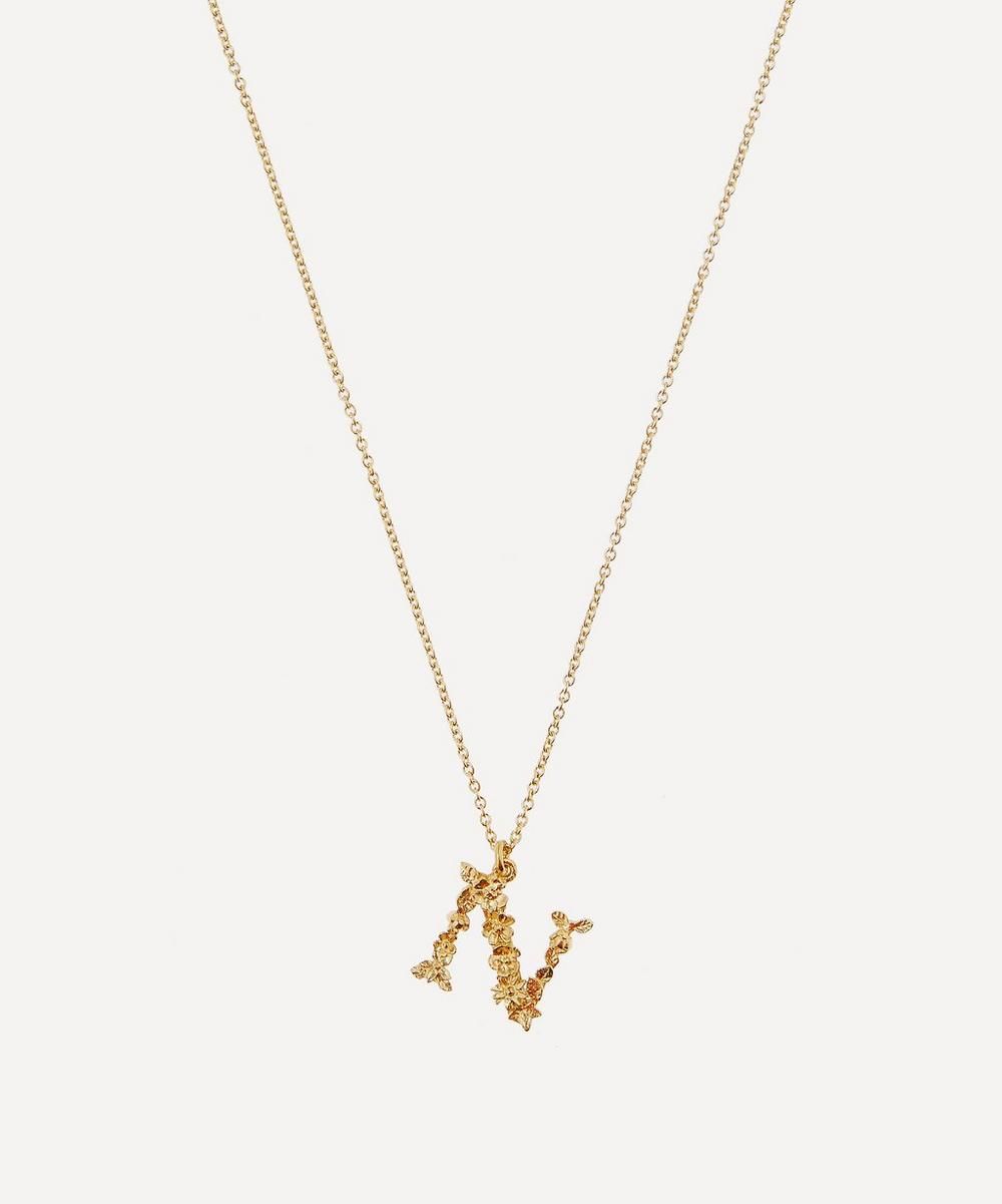 Gold-Plated Floral Letter N Alphabet Necklace | Liberty London (UK)