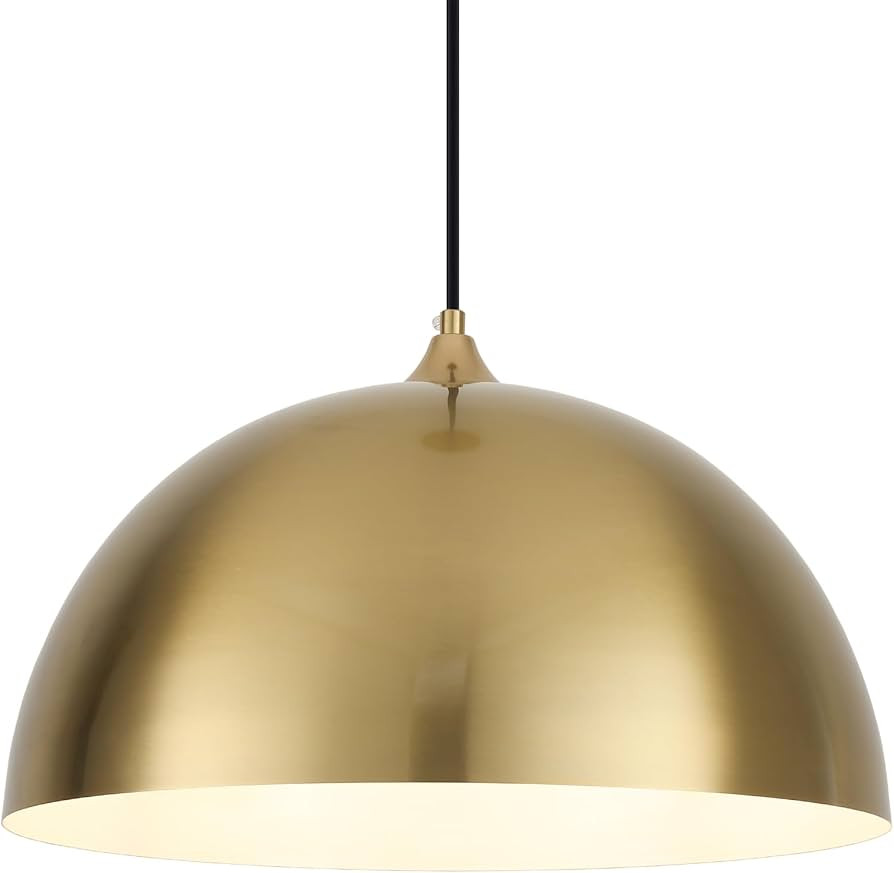 Gold Pendant Light 15.7" Large Pendant Lights Kitchen Island, Farmhouse Dome Pendant Lamp for Hal... | Amazon (US)