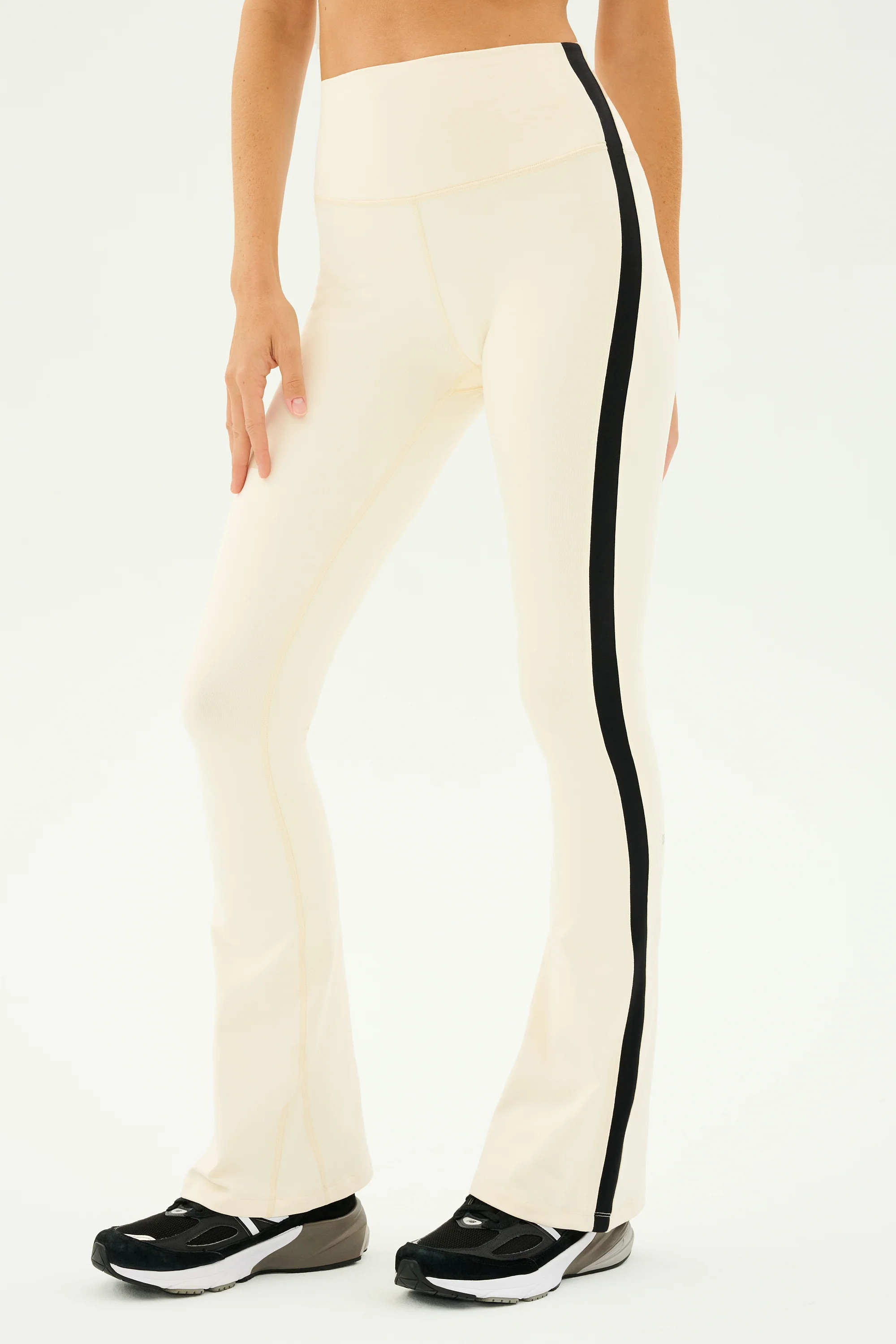 Raquel High Waist Flared Legging - Creme/Black | Splits59.com