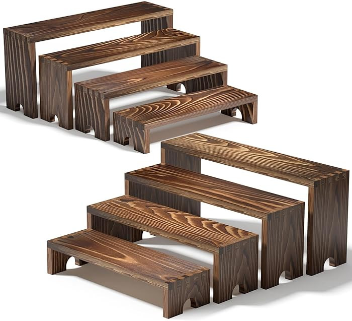 2 Set Large Wooden Tiered Risers Display Stands for Vendor Events,Stackable Wooden Cupcake Displa... | Amazon (US)