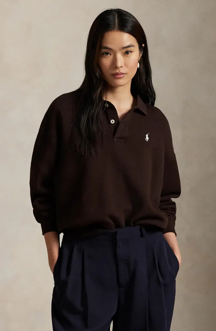 Cotton Blend Fleece Polo Sweatshirt | Nordstrom