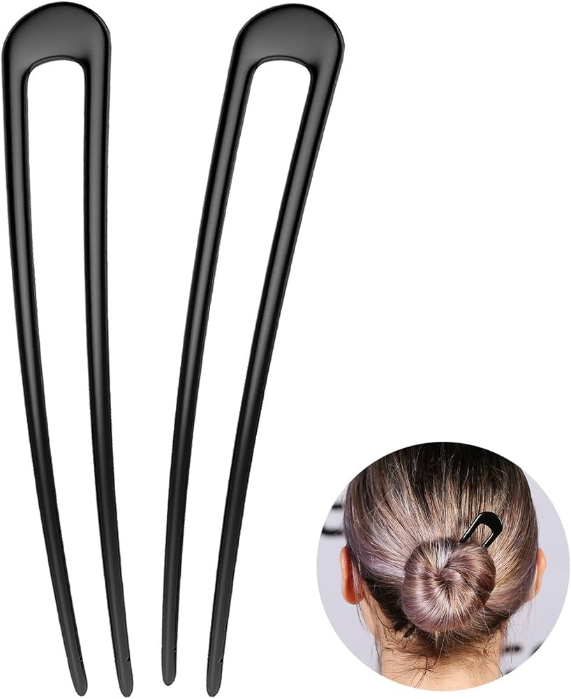 French Hair Pins Metal Hair Fork U Shaped Extra Long Chignon 2 Prong Sticks for Women Hair Access... | Amazon (US)