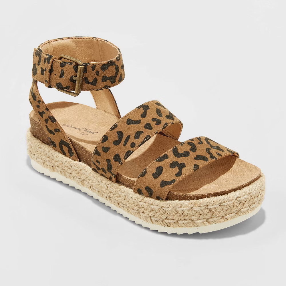 Women's Agnes Microsuede Leopard Print Espadrille Platform Sandals - Universal Thread™ | Target