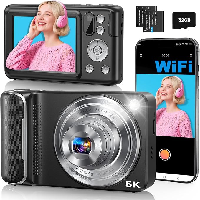 5K Digital Camera for Photography, 64MP Touchscreen WiFi Camera with Autofocus 6X Optical & 16X D... | Amazon (US)