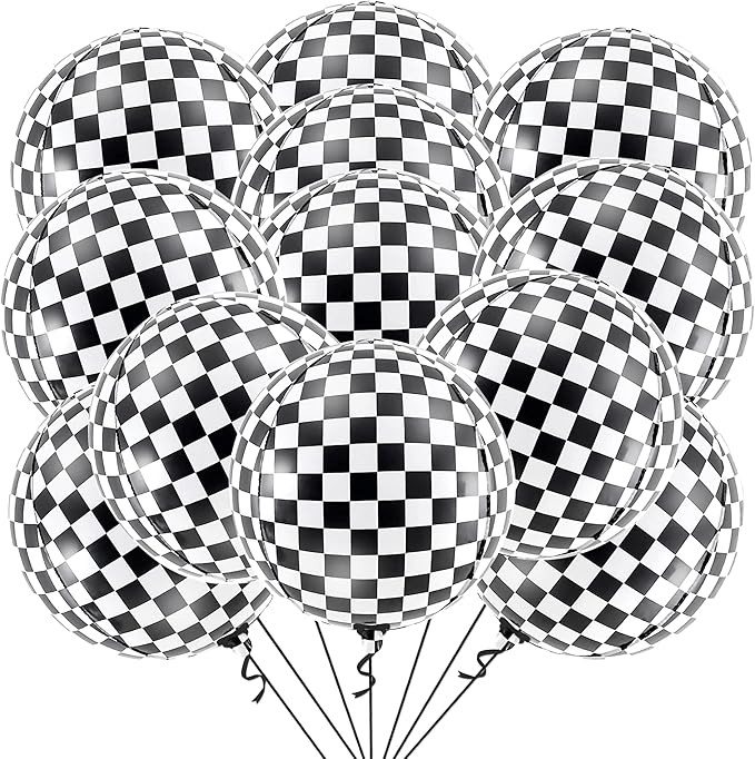KatchOn, Black and White Checkered Balloons - 22 Inch, Pack of 12 | 4D Sphere Race Car Balloons |... | Amazon (US)
