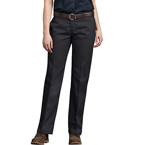 Dickies Women's Original 774 Work Pants – Low Rise Slim Fit Stretch Business Casual & Utility Pants, Black V1, 12 Tall | Amazon (US)
