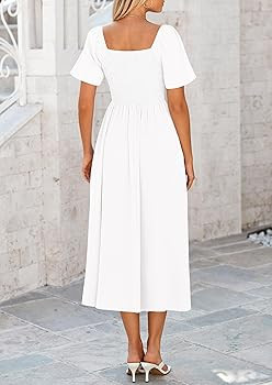 PRETTYGARDEN 2025 Summer Dress for Women Casual Short Sleeve Bow Tie V Neck Ruffle Midi Flowy Dre... | Amazon (US)