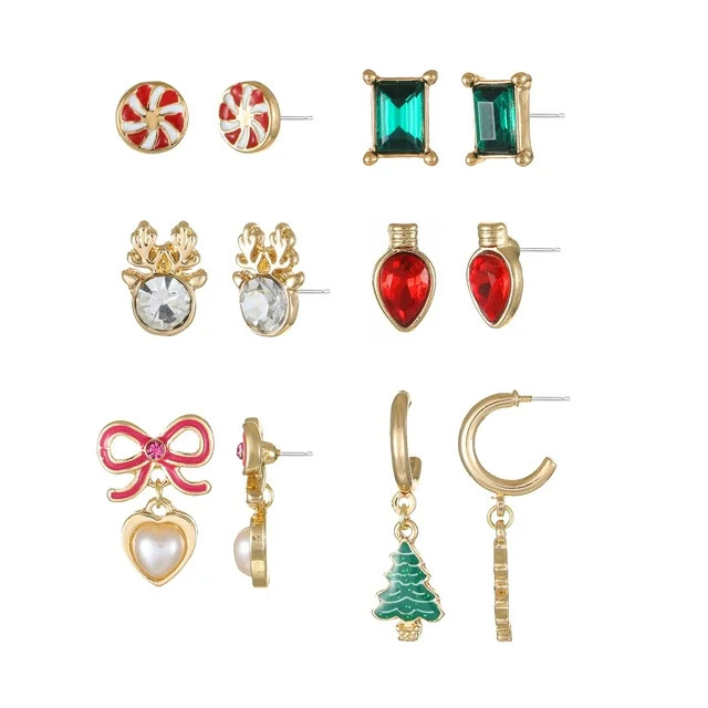 Packed Party Christmas Earrings, 6 Pairs | Walmart (US)