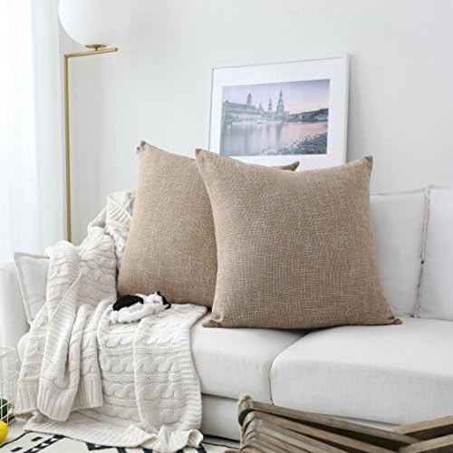 Kevin Textile Decor Burlap Natural Style Lined Linen Throw Pillow Cases Cushion Cover for Bed/Sof... | Amazon (US)