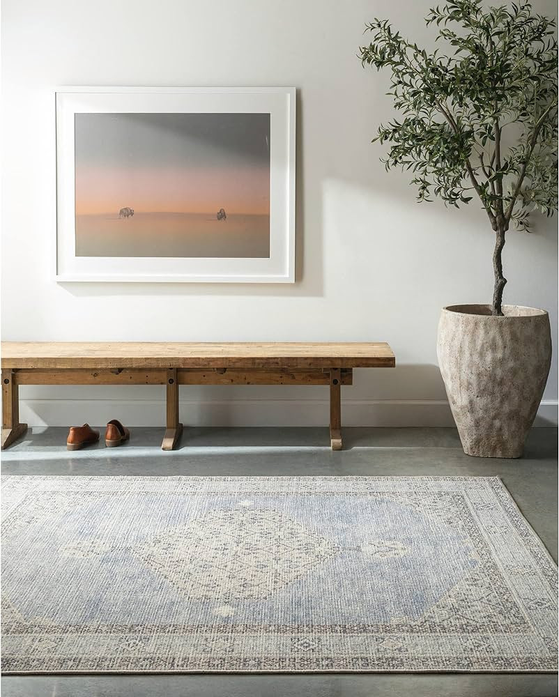 Becki Owens x Surya Lila Medallion Area Rug, 5'3" x 7', Denim | Amazon (US)