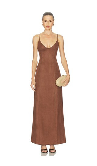 Gabriela Faux Suede Maxi Dress in Mousse | Revolve Clothing (Global)