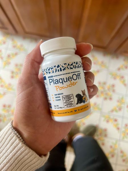 Plaque off powder for dogs’ & cats’ teeth. This stuff works SO well. We add it to our dogs’ food every meal and have already seen incredible results. 

#LTKfamily #LTKfindsunder50