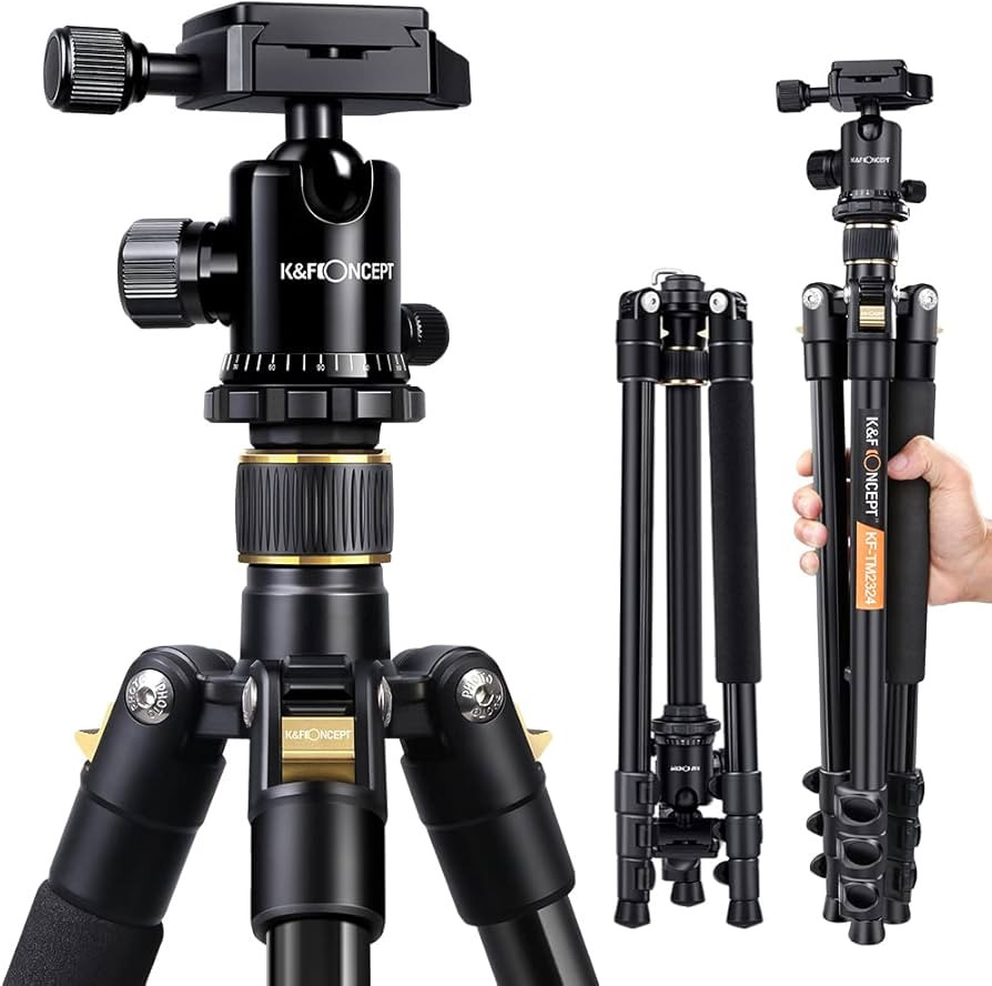 K&F Concept 64''/162cm DSLR Tripod,Lightweight and Compact Aluminum Camera Tripod with 360 Panora... | Amazon (US)
