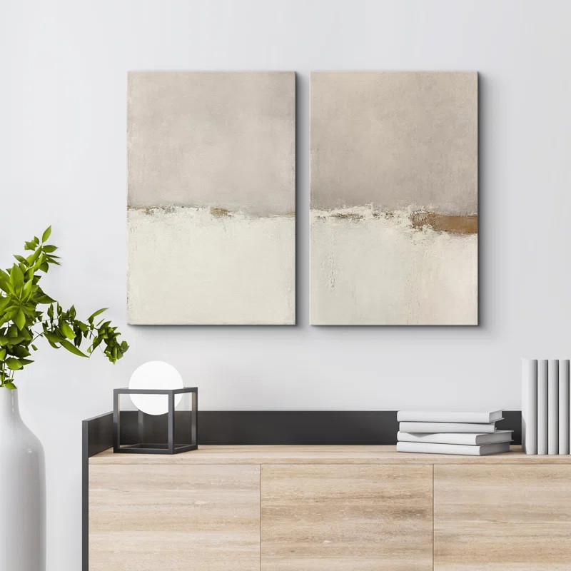 Minimal Landscape Beige Tan Abstract Grunge Modern Art Minimalist Neutral Decor Frame 2 Pieces Pi... | Wayfair North America
